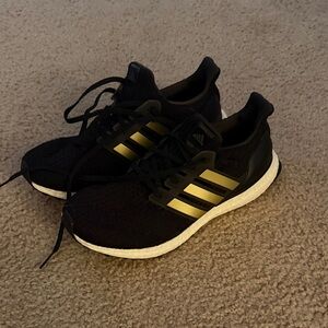 Adidas Black with Gold Stripes Running Shoes
